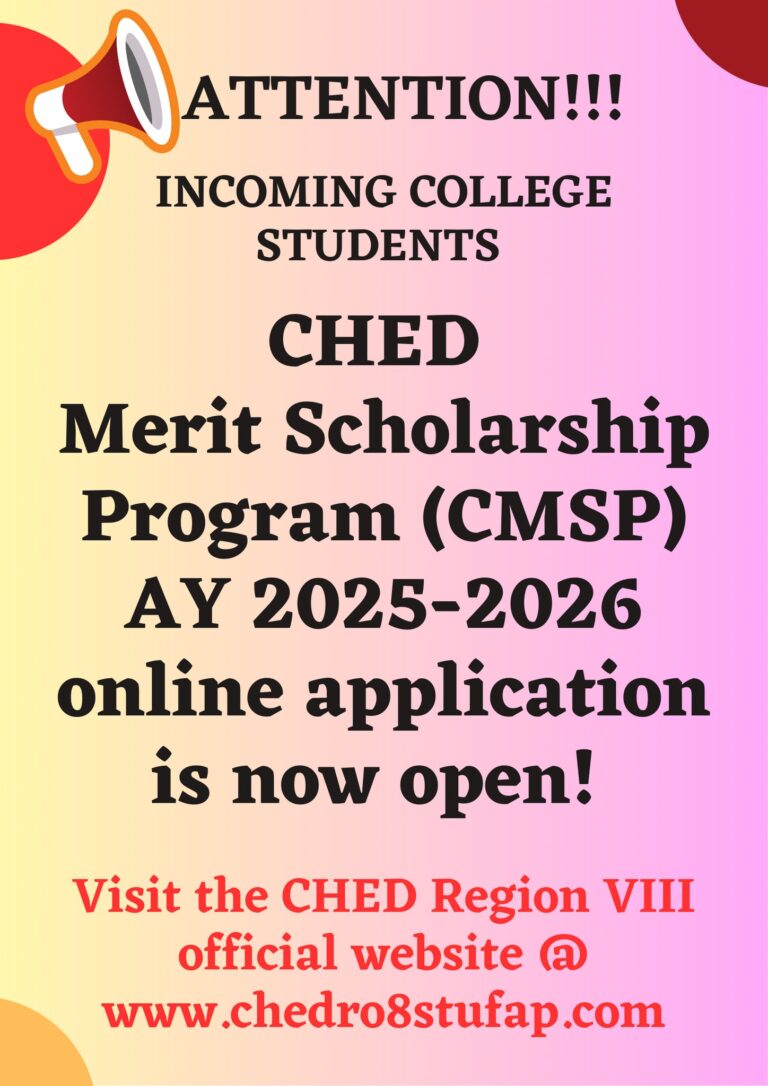 ATTENTION!!! Incoming college students in the Region… the long wait is over… the CHED MERIT SCHOLARSHIP PROGRAM 2025-2026 online application is now open.