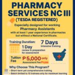 New Program Offering: Pharmacy Services NC III (TESDA Registered)