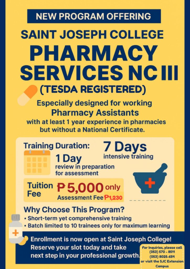 New Program Offering: Pharmacy Services NC III (TESDA Registered)