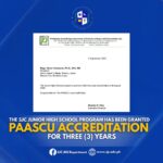 SJC Junior High School Program Granted PAASCU Accreditation