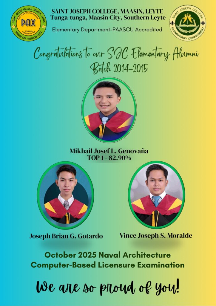 SJC Elementary Alumni Shine in the October 2025 Naval Architecture Licensure Examination